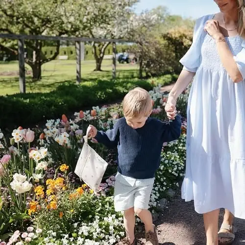 mushie Suvga chidamli nam sumkalar | Katta va kichik qayta ishlatiladigan saqlash sumkasi chaqaloq buyumlari va sayohat uchun | Fermuarlı cho'ntaklar tutqichli | Mashinada yuvish mumkin, 2 to'plam (Retro gullar) - 4