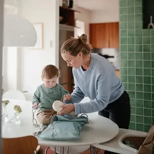 mushie Water Resistant Wet Bags | Large & Small Reusable Storage Bag for Baby Items and Travel | Zippered Pockets with Handle | Machine Washable, Set of 2 (Roman Green) - 6