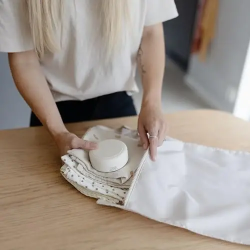 mushie Water Resistant Wet Bags | Large & Small Reusable Storage Bag for Baby Items and Travel | Zippered Pockets with Handle | Machine Washable, Set of 2 (Space) - 5