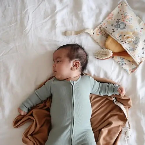 mushie Water Resistant Wet Bags | Large & Small Reusable Storage Bag for Baby Items and Travel | Zippered Pockets with Handle | Machine Washable, Set of 2 (Space) - 3