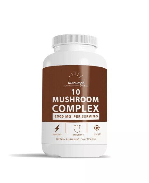 MUSHROOM COMPLEX - Добавка для концентрации и энергии - 10 видов грибов - Львиная грива, Рейши, Кордицепс, Чага, Майтаке, Шиитаке, Трубчатый гриб | 90 капсул Без красителей - 1