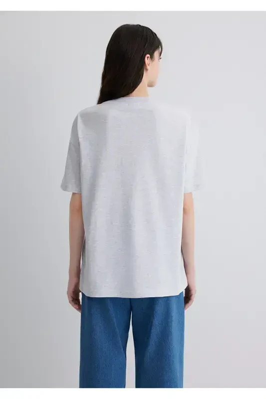 Mushuk bosilgan kulrang futbolka Loose Fit / Keng kesim - 5