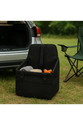 Mushuk It Avto O'rindig'i Ko'chma Transport O'rindig'i - Xavfsizlik Qisqichi, Yuviladigan Mato, - Jigarrang - 3