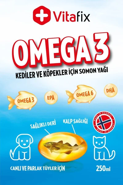 Mushuk va itlar uchun Omega yog'i - EPA - DHA - Omega 3 - Losos yog'i - Baliq yog'i - 250ml - VITAFIX (1)