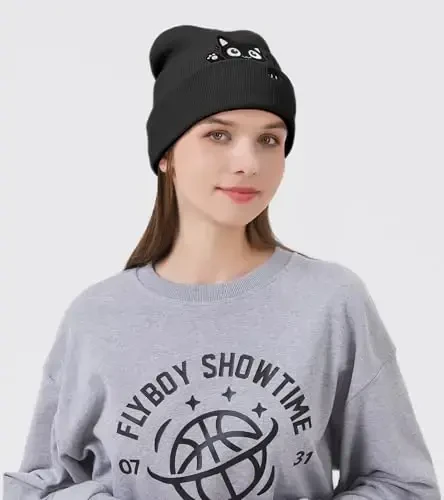 Mushukli shapka Ayollar uchun yoqimli mushuklarni sevuvchilar Sovg'alar Ayollar uchun qishki hayvonlar Qizlar uchun trikotaj shapkalar - 7