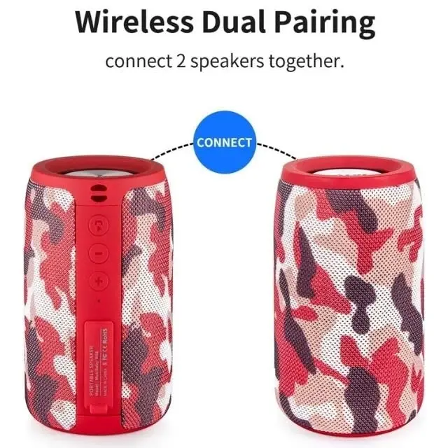 MusiBaby Bluetooth Speaker Wireless Portable, IPX5 Waterproof Bluetooth Speakers with Dual Pairing, 24H Playtime, Rich Stereo Bass for Home, Travel, Party, Outdoor | Electronic Gifts (Camo Red) - 5