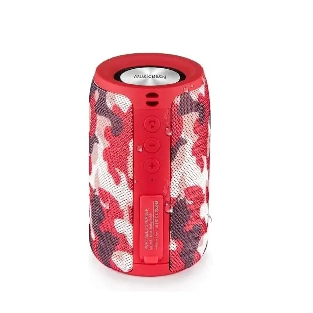 MusiBaby Bluetooth Speaker Wireless Portable, IPX5 Waterproof Bluetooth Speakers with Dual Pairing, 24H Playtime, Rich Stereo Bass for Home, Travel, Party, Outdoor | Electronic Gifts (Camo Red) - 1