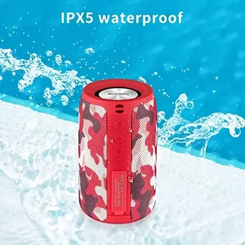 MusiBaby Bluetooth Speaker Wireless Portable, IPX5 Waterproof Bluetooth Speakers with Dual Pairing, 24H Playtime, Rich Stereo Bass for Home, Travel, Party, Outdoor | Electronic Gifts (Camo Red) - 6