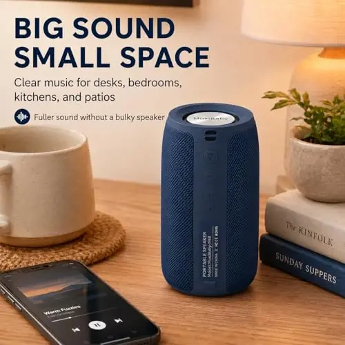 Musibaby M68 Bluetooth Karnay, 12W, IPX5, FM, USB AUX, To‘q Ko‘k | Ofis, kompyuter, yotoqxona va ayvon uchun ixcham 12 Vt karnay. FM, USB disk, AUX va ikki tomonlama ulanish imkoniyatiga ega, IPX5 suv sachrashiga chidamli. - 2