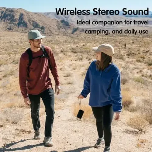 MusiBaby M68 Portable Bluetooth Speakers – Wireless, Waterproof, Dual Pairing, Deep Bass, Small & Loud with 24H+ Playtime – Outdoor Travel, Beach, Camping, Party, Gifts for Men Women (Black) - MUSIBADY