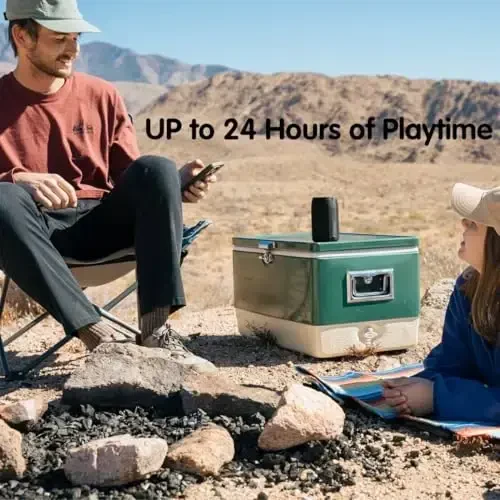 MusiBaby M68 Portable Bluetooth Speakers – Wireless, Waterproof, Dual Pairing, Deep Bass, Small & Loud with 24H+ Playtime – Outdoor Travel, Beach, Camping, Party, Gifts for Men Women (Black) - 2