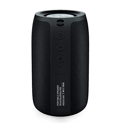 MusiBaby M68 Portable Bluetooth Speakers – Wireless, Waterproof, Dual Pairing, Deep Bass, Small & Loud with 24H+ Playtime – Outdoor Travel, Beach, Camping, Party, Gifts for Men Women (Black) - MUSIBABY