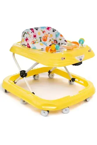 Musical And Illuminated 3-Level Baby Walker With Toys-YELLOW - 1