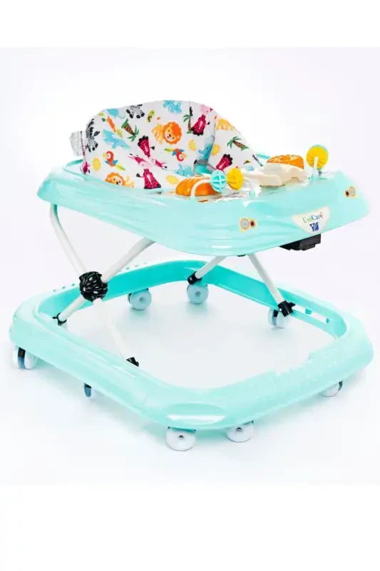 Musical and Lighted 3-Level Baby Walker with Toys - TURQUOISE - 1