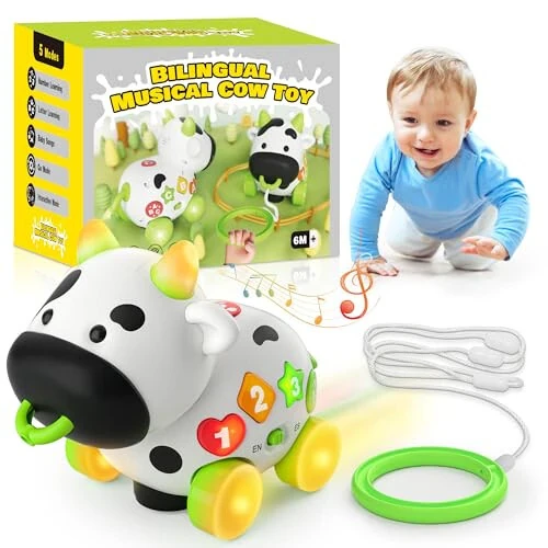 Musical Cow Baby Toys 6-9-12 Months, Bilingual Toddler Toys for 1-2 Year Old Boys Girls, 12-18 Months Infant Developmental Learning Educational Toy for 1+ Year Old Birthday Gifts - 6