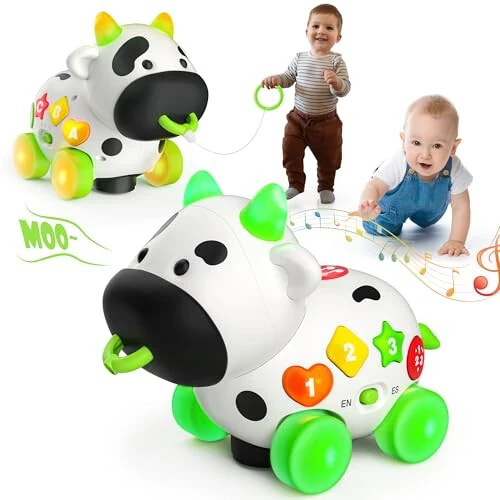 Musical Cow Baby Toys 6-9-12 Months, Bilingual Toddler Toys for 1-2 Year Old Boys Girls, 12-18 Months Infant Developmental Learning Educational Toy for 1+ Year Old Birthday Gifts - 1