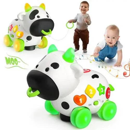 Musical Cow Baby Toys 6-9-12 Months, Bilingual Toddler Toys for 1-2 Year Old Boys Girls, 12-18 Months Infant Developmental Learning Educational Toy for 1+ Year Old Birthday Gifts - 1