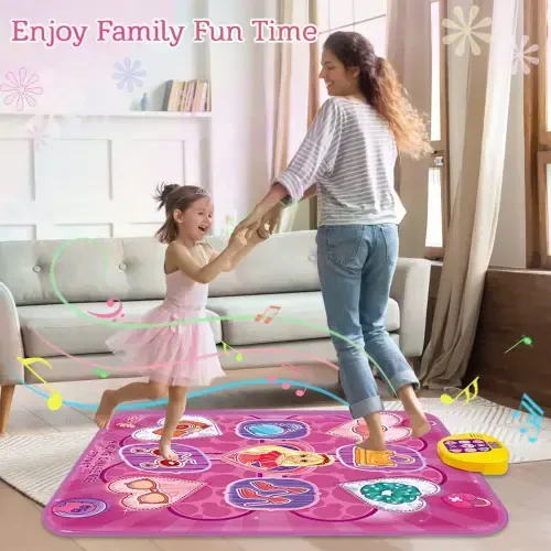 Musical Dance Play Mat, Kids Electronic Dance Pad Toy with LED Lights, 5 Game Modes Dancing Mat Birthday Gifts for Age 3-10 Year Old Girls (Purple) - RIROOL (1)