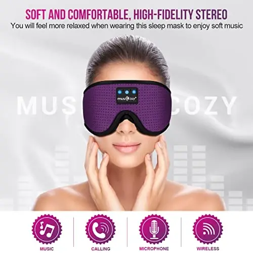 MUSICOZY 3D Bluetooth 5.4 Sleep Headphones, Breathable Wireless Music Eye Mask, Sleeping Headphones with Headband for Side Sleepers, Women, Men, Air Travel, Unique Tech Gifts - 2