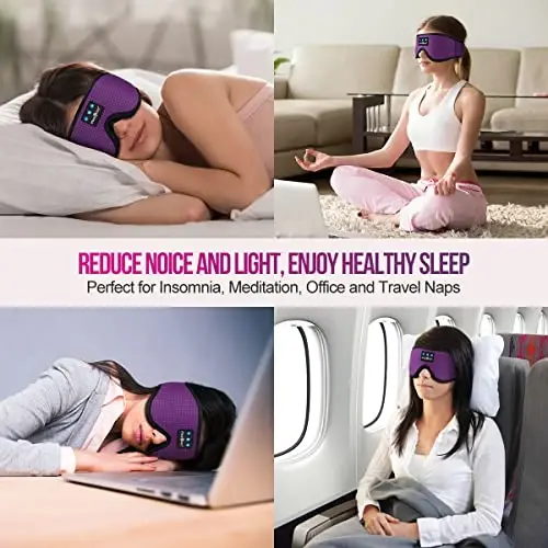MUSICOZY 3D Bluetooth 5.4 Sleep Headphones, Breathable Wireless Music Eye Mask, Sleeping Headphones with Headband for Side Sleepers, Women, Men, Air Travel, Unique Tech Gifts - 6