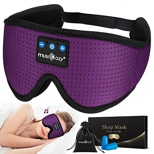 MUSICOZY 3D Bluetooth 5.4 Sleep Headphones, Breathable Wireless Music Eye Mask, Sleeping Headphones with Headband for Side Sleepers, Women, Men, Air Travel, Unique Tech Gifts - 1