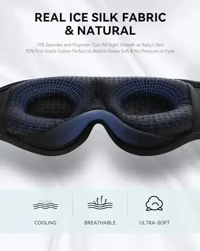 MUSICOZY 3D Bluetooth Sleep Mask with Headphones, Wireless Music Sleep Headband Eye Mask for Side Sleepers, Ideal for Sleeping, Travel, Meditation, Cool Gadgets Unique Gifts - 3