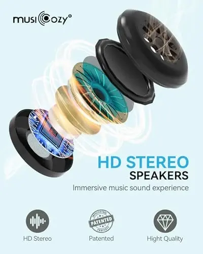 MUSICOZY 3D Bluetooth Sleep Mask with Headphones, Wireless Music Sleep Headband Eye Mask for Side Sleepers, Ideal for Sleeping, Travel, Meditation, Cool Gadgets Unique Gifts - 5