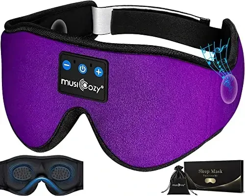 MUSICOZY 3D Bluetooth Sleep Mask with HD Stereo Sound, Wireless Sleep Headphones for Side Sleepers, Music Headband Eye Mask for Sleeping, Relaxation, Travel, Yoga, Cool Gadgets for Women Mom Girls - 12