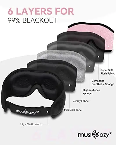MUSICOZY 3D Bluetooth Sleep Mask with HD Stereo Sound, Wireless Sleep Headphones for Side Sleepers, Music Headband Eye Mask for Sleeping, Relaxation, Travel, Yoga, Cool Gadgets for Women Mom Girls - 6