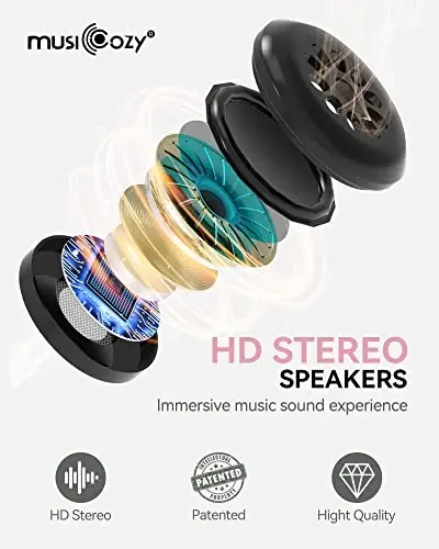 MUSICOZY 3D Bluetooth uyqu niqobi HD stereo ovozli, yonboshlab uxlaydiganlar uchun simsiz uyqu naushniklari, uxlash uchun musiqa bandajli ko'z niqobi, dam olish, sayohat, yoga, ayollar, onalar, qizlar uchun ajoyib gadjetlar - 5
