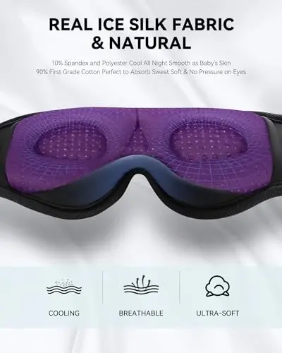MUSICOZY 3D Sleep Headphones Mask Sleeping Headphones for Side Sleepers Eye Mask, Wireless Bluetooth Headband Headphones Cool Gadgets Unique Gifts(Purple) - 3