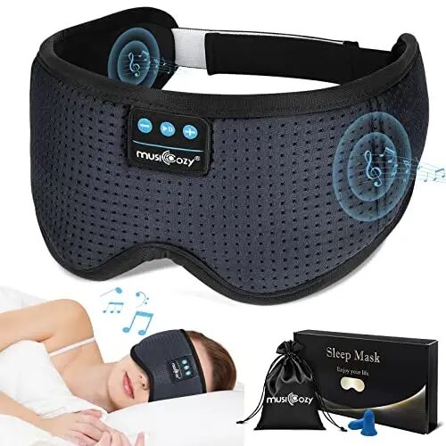 MUSICOZY 8 ta tinchlantiruvchi tovush va 3D simsiz uyqu naushniklari bilan Bluetooth uyqu maskasi, Yoga sayohati ofisida dam olish uchun Bluetooth uyqu naushniklari, Texnik gadjet sovg'alari, kulrang - MUSICOZY