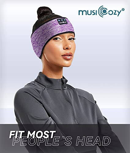 MUSICOZY Bluetooth 5.2 Headband Sleep Headphones Headband Headphones Sports Wireless Music Earphones Eye Mask Earbuds for Side Sleepers Workout Running Travel Yoga Office Gifts Mom Women - 2