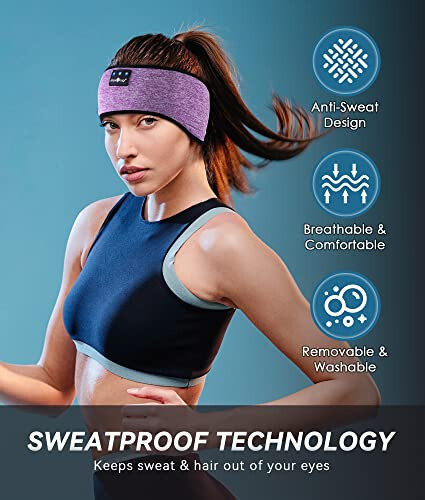 MUSICOZY Bluetooth 5.2 Headband Sleep Headphones Headband Headphones Sports Wireless Music Earphones Eye Mask Earbuds for Side Sleepers Workout Running Travel Yoga Office Gifts Mom Women - 4