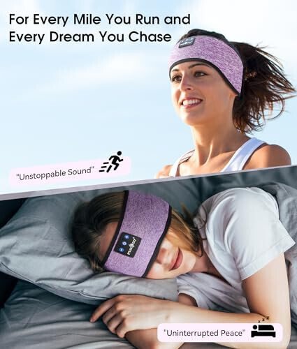 MUSICOZY Bluetooth 5.2 Headband Sleep Headphones Headband Headphones Sports Wireless Music Earphones Eye Mask Earbuds for Side Sleepers Workout Running Travel Yoga Office Gifts Mom Women - 3