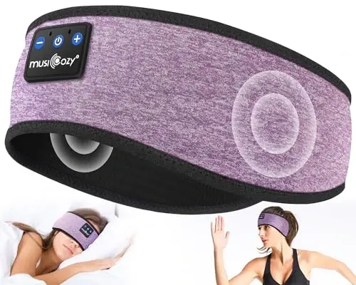MUSICOZY Bluetooth 5.2 Headband Sleep Headphones Headband Headphones Sports Wireless Music Earphones Eye Mask Earbuds for Side Sleepers Workout Running Travel Yoga Office Gifts Mom Women - 1