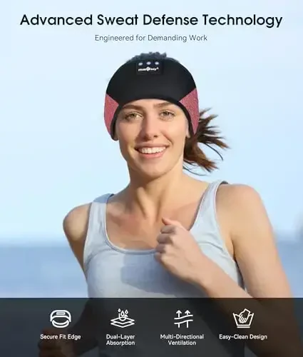 MUSICOZY Наушники для сна Bluetooth 5.4, беспроводные музыкальные наушники-вкладыши, маска для сна с HD стереодинамиками для тренировок, бега, путешествий, йоги, идеальные подарки (красно-черный) - 3