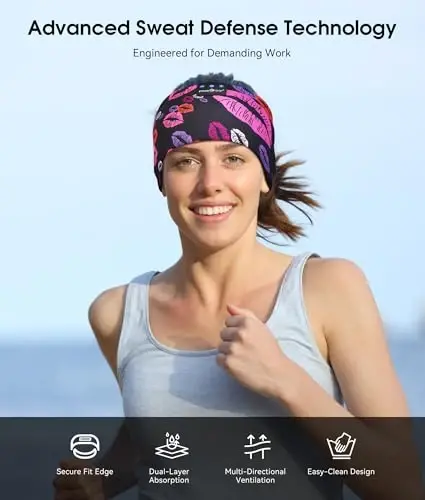 MUSICOZY Sleep Headphones Bluetooth 5.4 Headband, Wireless Earphones Music Sleep Earbuds Sleeping Eye Mask with HD Stereo Speakers for Workout Running Travel Yoga, Ideal Gifts (Rainbow Lip) - 3