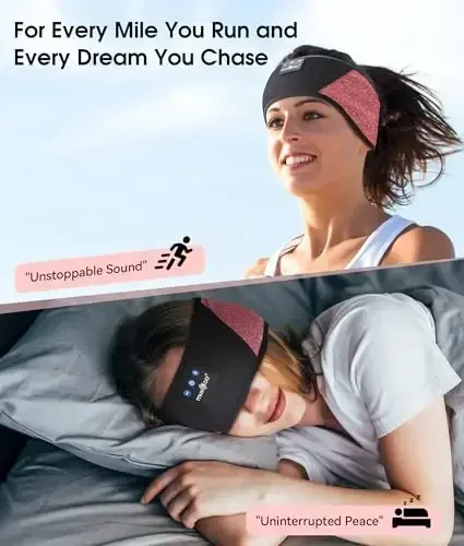 MUSICOZY Sleep Headphones Bluetooth 5.4 Headband, Wireless Earphones Music Sleep Earbuds Sleeping Eye Mask with HD Stereo Speakers for Workout Running Travel Yoga, Ideal Gifts (Red & Black) - 2