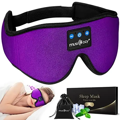 MUSICOZY Sleep Headphones, Bluetooth 5.4 Sleep Mask Headband Headphones Sleeping Eye Mask, Wireless Music Earbuds Earphones with HD Stereo Speakers Cool Gadgets Gifts (Violet) - 1