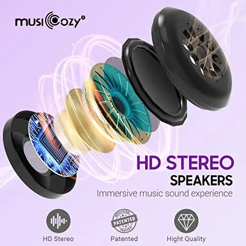 MUSICOZY Sleep Headphones, Bluetooth 5.4 Sleep Mask Headband Headphones Sleeping Eye Mask, Wireless Music Earbuds Earphones with HD Stereo Speakers Cool Gadgets Gifts (Violet) - 5