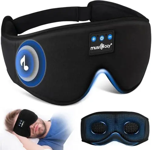 MUSICOZY Sleep Headphones, Bluetooth 5.4 Sleep Mask Headband Headphones Sleeping Eye Mask, Wireless Music Earbuds Earphones with HD Stereo Speakers for Side Sleepers, Cool Gadgets Unique Gift - MUSICOZY
