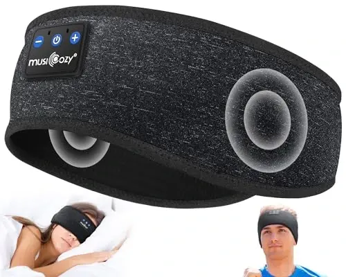 MUSICOZY Sleep Headphones Bluetooth 5.4 Headband, Wireless Earphones Music Sleep Earbuds Sleeping Eye Mask with HD Stereo Speakers for Workout Running Travel Yoga, Ideal Gifts for Men Women Mom Dad 