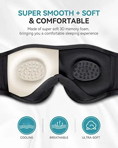 MUSICOZY Sleep Headphones 3D Bluetooth 5.4 Headband Sleep Mask, Wireless Sleeping Headphones Music Earbuds Eye Mask for Side Sleepers Travel with Speakers Cool Gadgets Gifts - 3