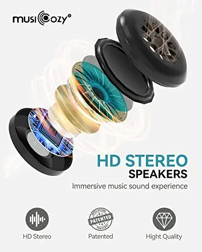 MUSICOZY Sleep Headphones 3D Bluetooth 5.4 Headband Sleep Mask, Wireless Sleeping Headphones Music Earbuds Eye Mask for Side Sleepers Travel with Speakers Cool Gadgets Gifts - 5