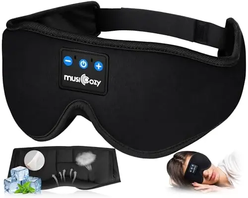 MUSICOZY Sleep Headphones, Bluetooth 5.4 Sleep Mask Headband Headphones Sleeping Eye Mask, Wireless Music Earbuds Earphones with HD Stereo Speakers for Side Sleepers, Cool Gadgets Unique Gift - 1