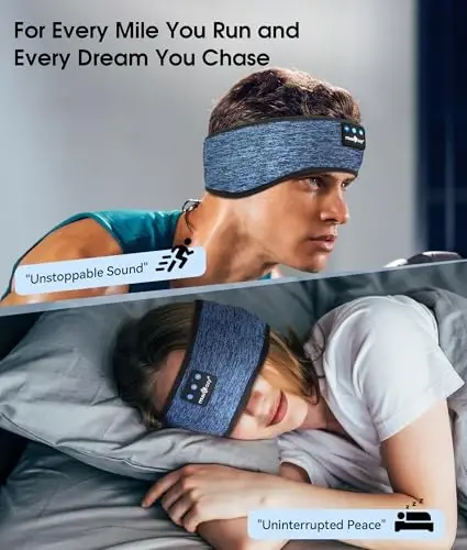 MUSICOZY Sleep Headphones Bluetooth 5.4 Headband, Wireless Earphones Music Sleep Earbuds Sleeping Eye Mask with HD Stereo Speakers for Workout Running Travel Yoga, Ideal Gifts (Blue) - 2