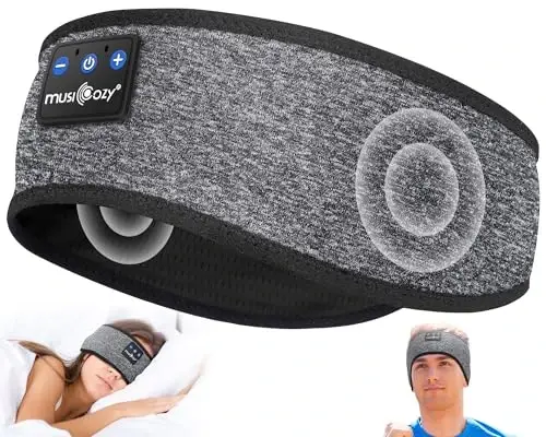 MUSICOZY Sleep Headphones Bluetooth 5.4 Headband, Wireless Earphones Music Sleep Earbuds Sleeping Eye Mask with HD Stereo Speakers for Workout Running Travel Yoga, Ideal Gifts for Women Men - MUSICOZY
