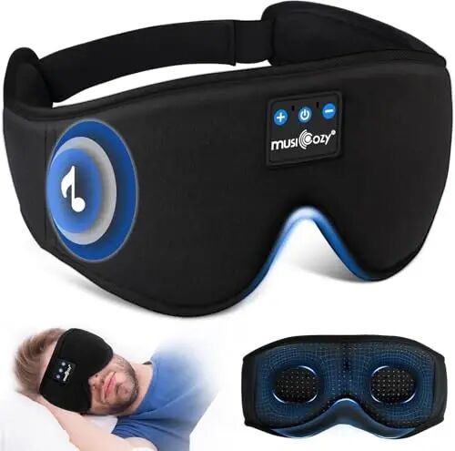 MUSICOZY Uyqu Eshitish vositalari, Bluetooth 5.4 Uyqu Maskasi Bosh bandi Eshitish vositalari Uyqu Ko'z Maskasi, Simsiz Musiqa Quloqchinlari Yonboshlab uxlaydiganlar uchun HD Stereo Dinamiklar bilan, Sovuq Gadjetlar Noyob Sovg'a - MUSICOZY