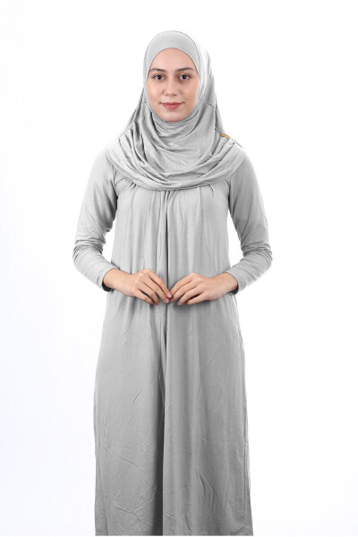 Muslim prayer dress, for girls, ages 12-15, gray, hooded - IHVAN ONLINE